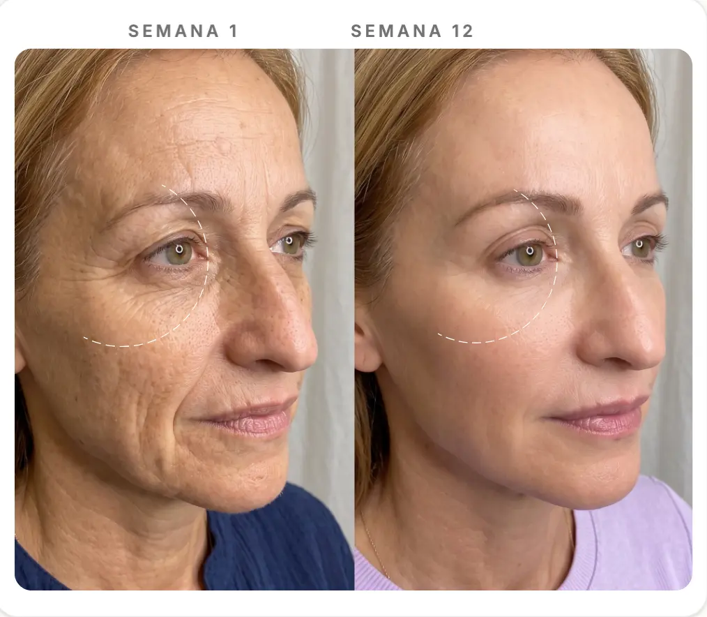 Comparação Semana 1 e Semana 12 — Rejuvenescimento Global